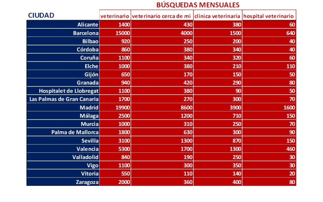 Descubre cuánto se busca «veterinario» en tu ciudad