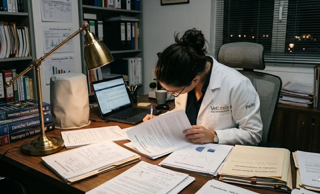 Veterinario forense preparando el informe de viabilidad previo imprescindible para denunciar a un criador de perros | VetLexis